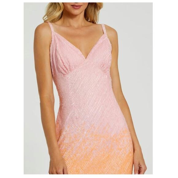 Mac Duggal 5763 Sunset Ombre Pink Sequin Open Back Maxi Gown Dress 10 - Picture 4 of 11